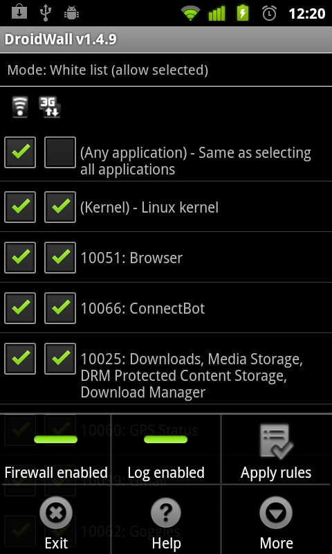 DroidWall apk cortafuego firewall para android gratis
